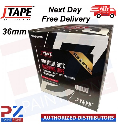 JTAPE 36MM PREMIUM MASKING TAPE - BOX OF 24 ROLLS *NEW & IMPROVED*